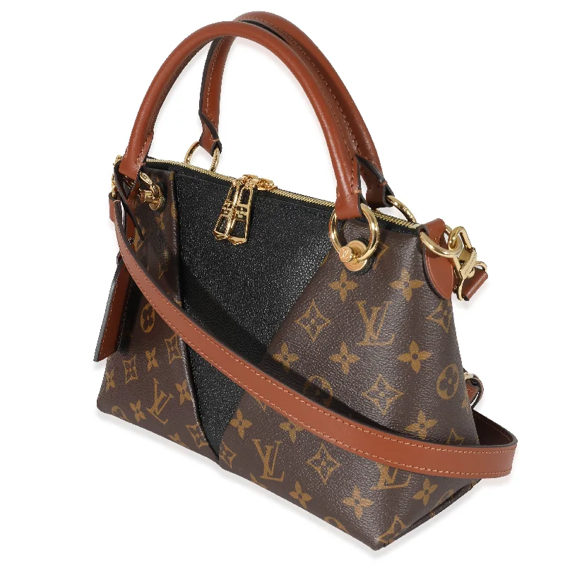 Louis Vuitton crossbody bags with a woven leather strap for textureLouis Vuitton Black Leather Monogram Canvas V Tote BB