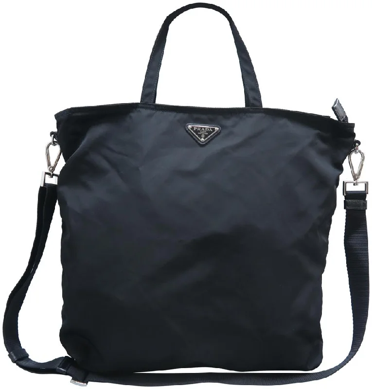 Prada bags with a zip - top closure and multiple interior pockets for organizationPrada Shopping Tote Vela Black Nylon Satchel