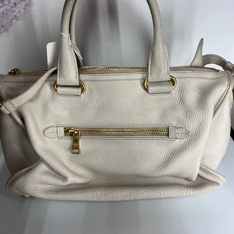 Prada Cahier bags with a detachable shoulder strap for versatile carryingPrada Ivory Leather 2way Handbag Medium