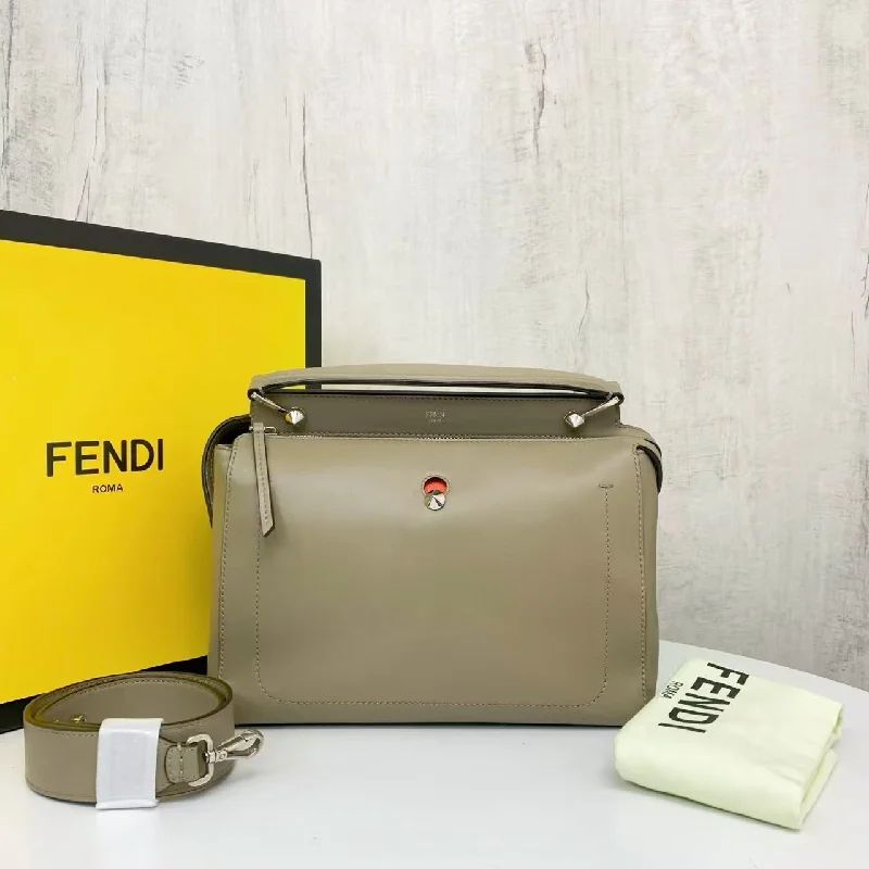 Fendi crossbody bags with a detachable wallet on chain for a hands - free wallet optionFendi By The Way Taupe Leather Two Way Bag 30