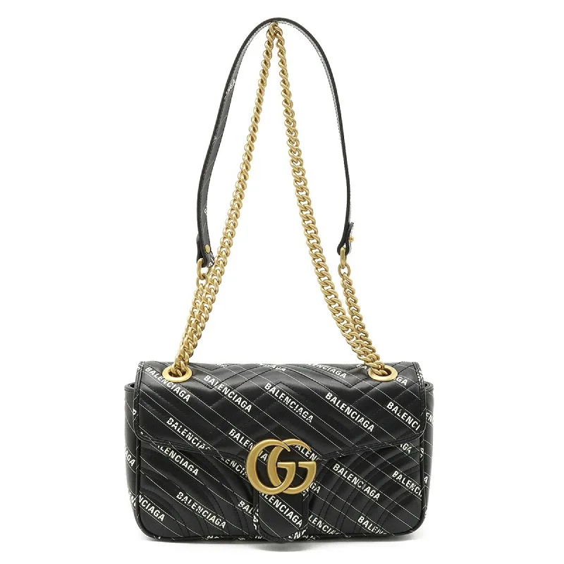 Women Gucci bags with a detachable mobile phone holderWomen Gucci bags with a detachable mobile phone holderGucci BALENCIAGA Balenciaga Collaboration GG Marmont The Hacker Project Small Bag Shoulder Black 443497