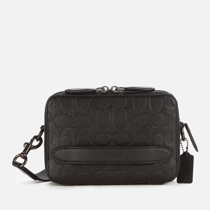 Coach tote bags with a printed Coach logo for brand visibilityMen's Charter Signature Leather Crossbody Bag - Black