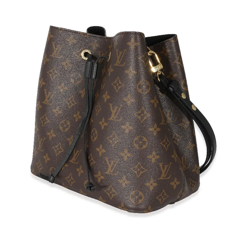 Louis Vuitton tote bags with a printed LV logo on the front for brand visibilityLouis Vuitton Black Monogram Canvas NéoNoé MM