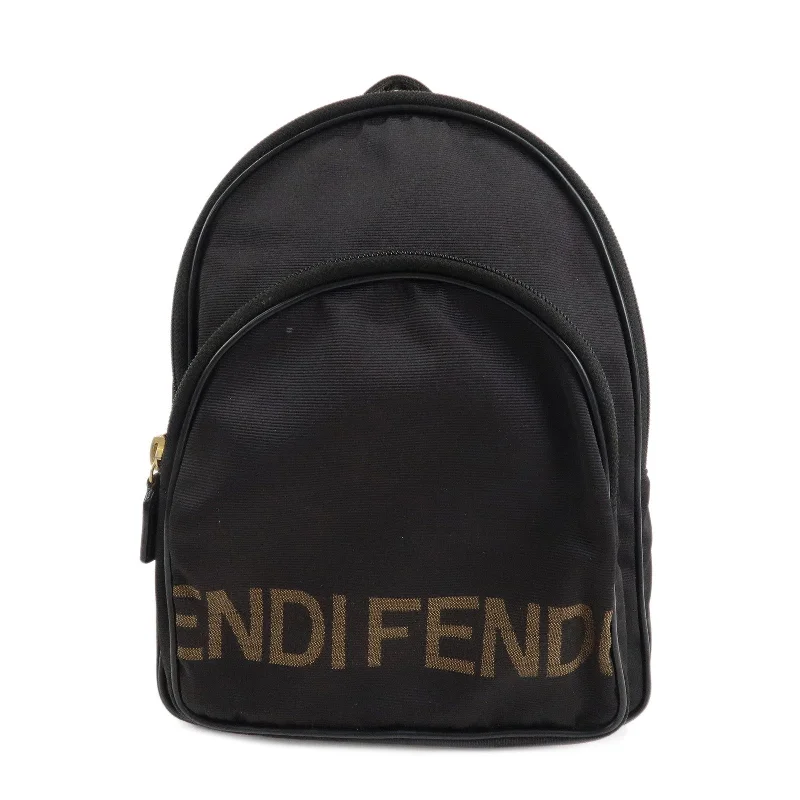 Fendi By The Way bags with a contrast - colored interior for visual interestFENDI Nylon Leather Logo Back Pack Ruck Sack Black 26419