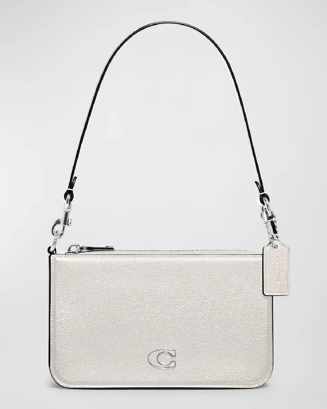 Coach Rogue bags featuring the signature C - hardware for a branded lookZip Leather Pouch Shoulder Bag