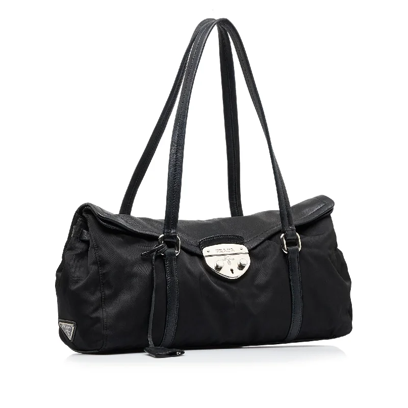 Prada bags with a front - flap pocket for quick access to essentialsPrada Tessuto Easy Shoulder Bag (SHG-ruBgbm)