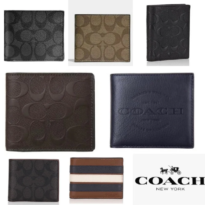 Coach handbags with a metal - framed clasp for durability and styleCOACH Men Billfold with Id case /Coin Wallet Collection