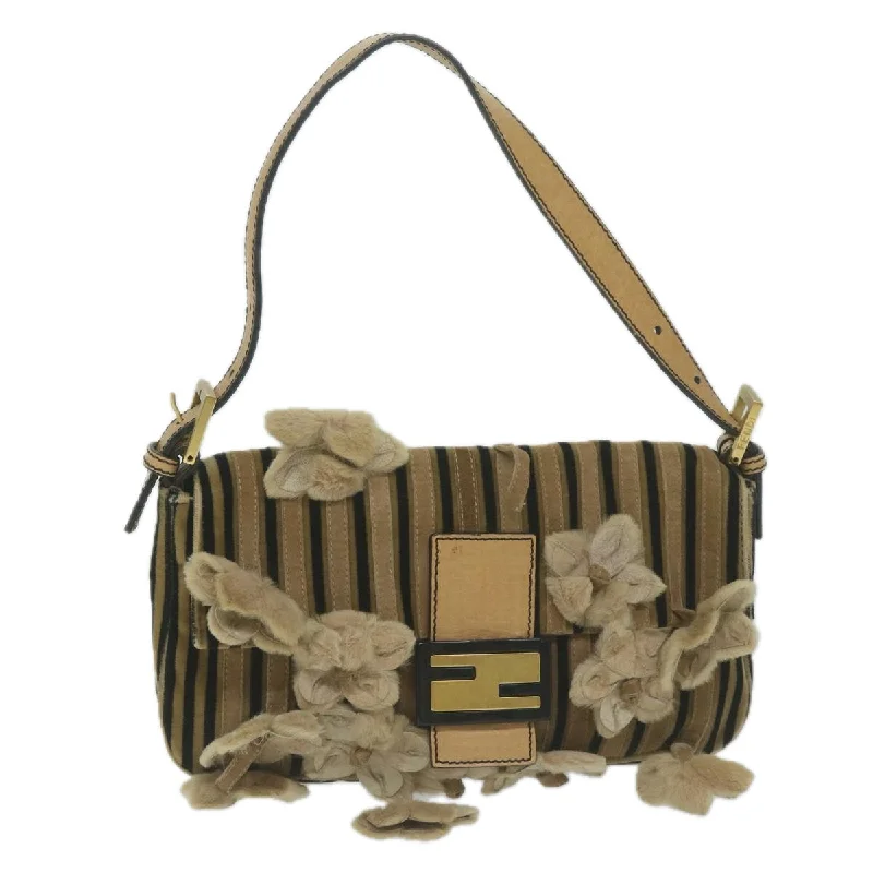 Fendi Baguette bags featuring the iconic FF logo plaque for a branded lookFENDI Flower Mamma Baguette Shoulder Bag Velor Brown  yk10365