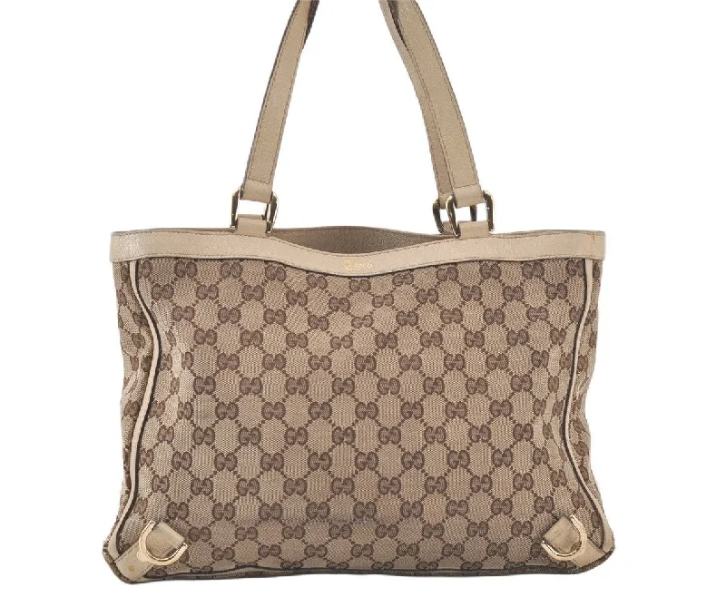 Gucci tote bags for women with a spacious interiorGucci tote bags for women with a spacious interiorAuthentic GUCCI Abbey Shoulder Hand Bag GG Canvas Leather 170004 Brown 7034K