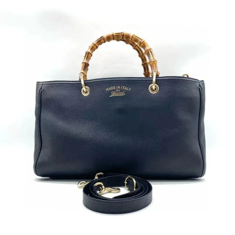 Ladies Gucci shoulder bags with a single - handle designLadies Gucci shoulder bags with a single - handle designGucci Bamboo Bag Black Leather Medium HandBag with Removable Strap