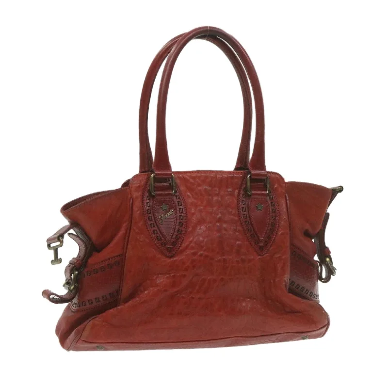 Fendi bags with a detachable mirror inside for quick touch - ups and groomingFENDI Du Jules Hand Bag Leather Red  rd1809