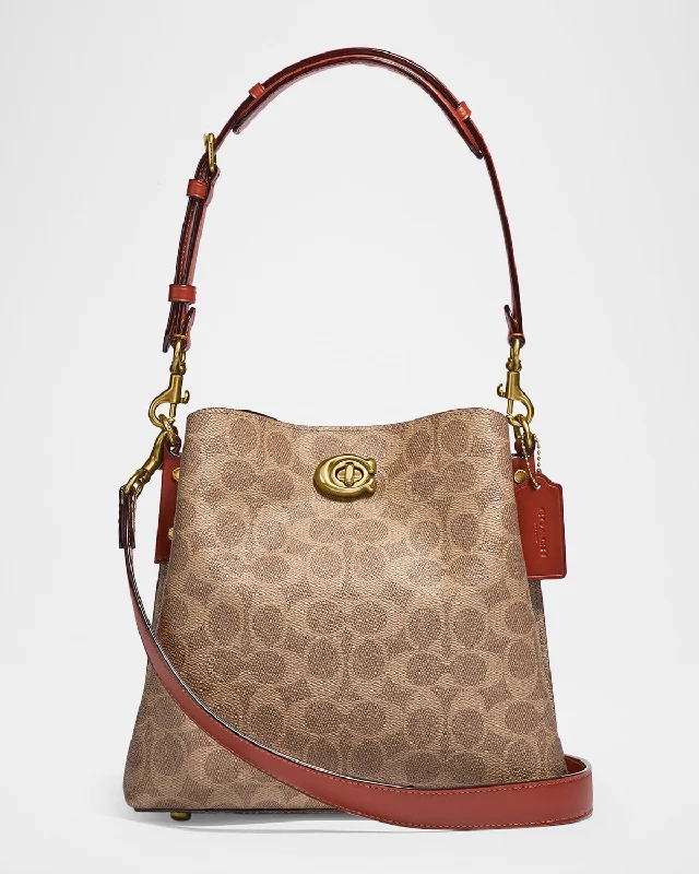 Coach bags with a detachable mobile phone holder for on - the - go useWillow Monogram Coated Canvas Bucket Bag