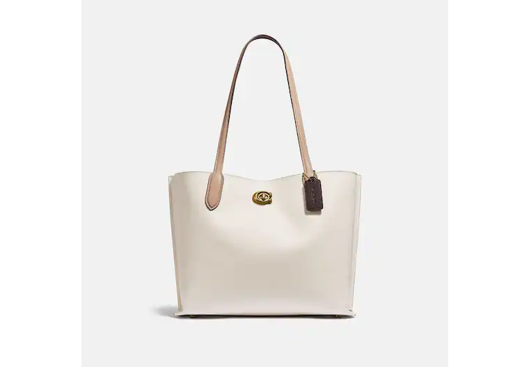 Coach bags with a patent - leather finish for a shiny and sophisticated appearanceCoach Willow Tote In Colorblock