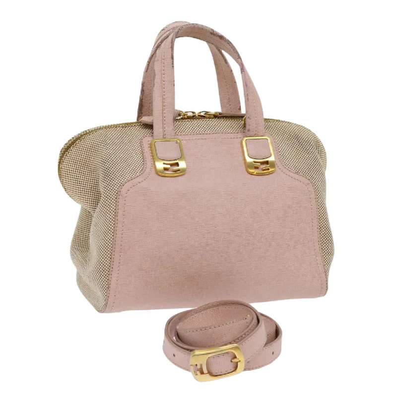 Fendi bags with a detachable sunglass holder for easy access to eyewearFENDI Chameleon Hand Bag Leather 2way Pink  bs11132