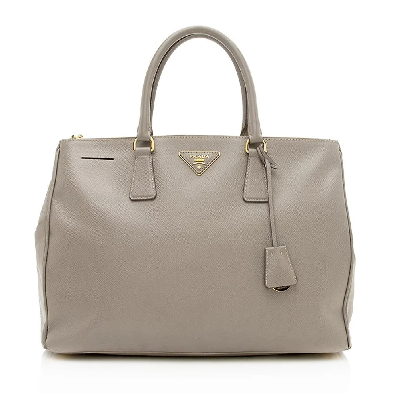 Prada handbags with a perforated leather detail for a unique and breathable designPrada Saffiano Leather Lux Double-Zip Medium Tote (SHF-12527)