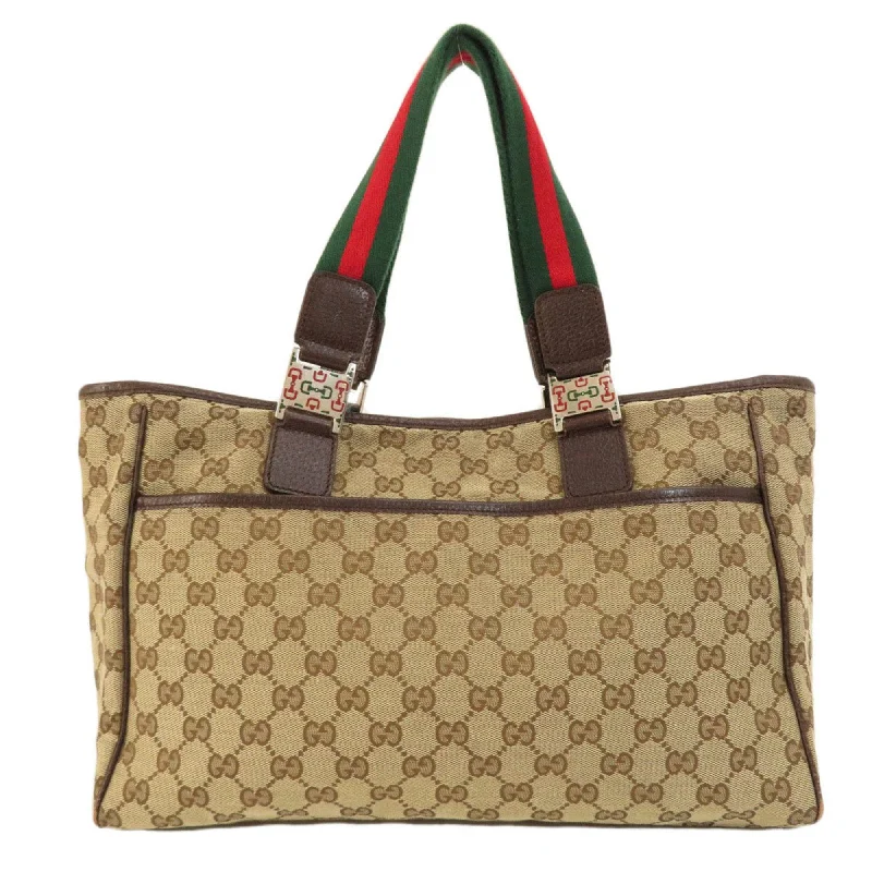 Women Gucci bags with a zip - around closure for securityWomen Gucci bags with a zip - around closure for securityGUCCI 145758 GG Sherry Line Handbag Canvas Ladies