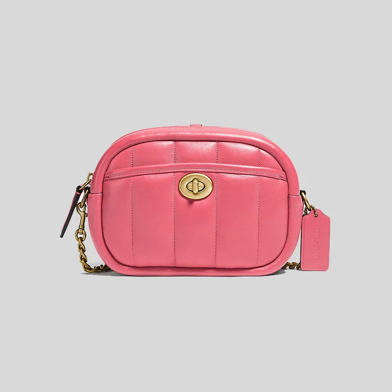 Ladies Coach shoulder bags with a magnetic - closure flap for easy accessCoach Small Camera Bag With Quilting Watermelon C4814