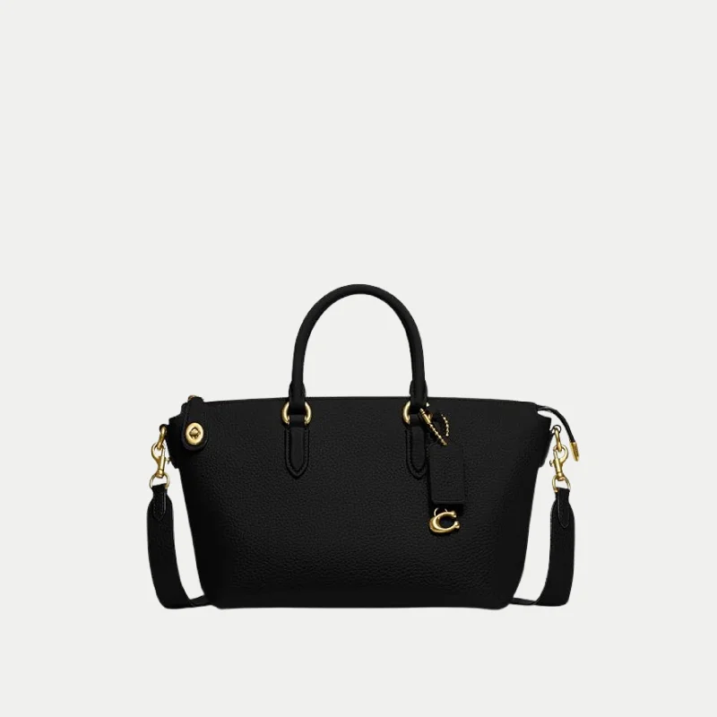 Coach bags with a chain - link trim and a leather body for a modern edgeCoach Cara Satchel black