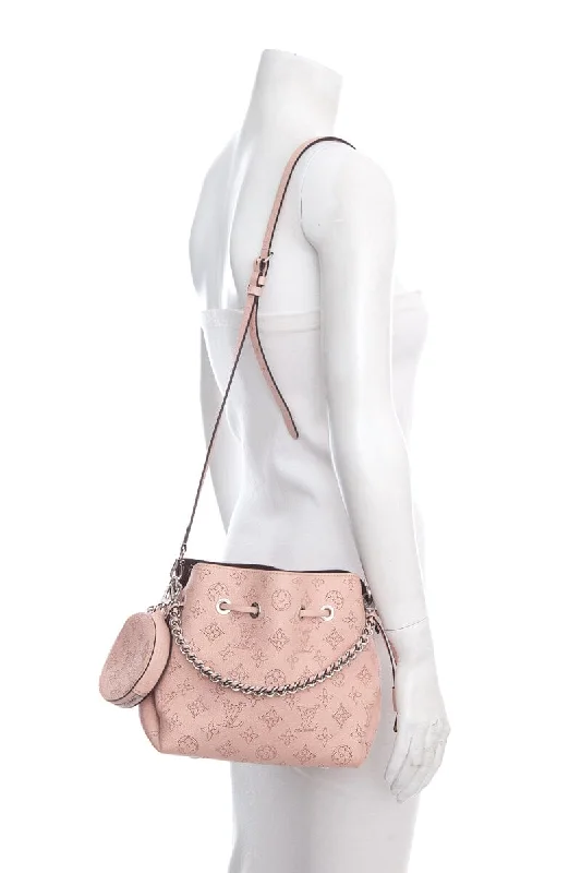 Louis Vuitton bags with a chain - link trim and a leather body for a modern edgeLouis Vuitton Pink Monogram Mahina Bella Bucket Handbag