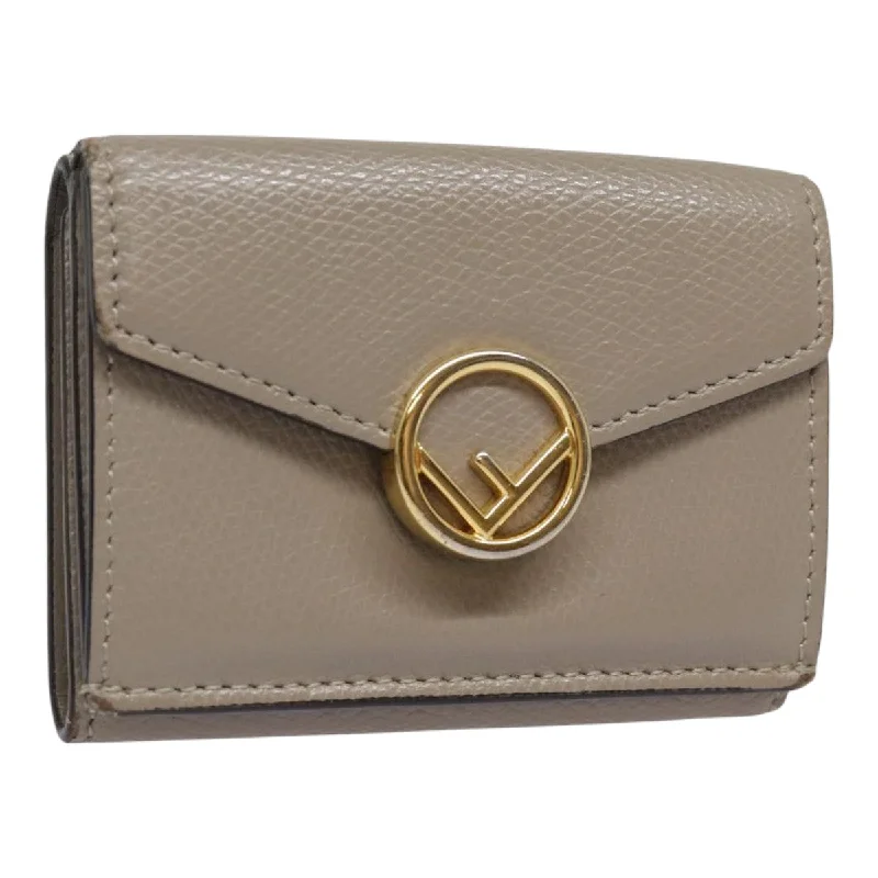 Fendi tote bags with a reinforced bottom for increased durabilityFENDI Compact Wallet Leather Beige Gold  bs18278