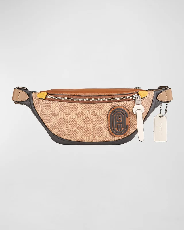 Coach handbags with a beaded trim for a glamorous and elegant lookMen's Signature Canvas/Leather Belt Bag