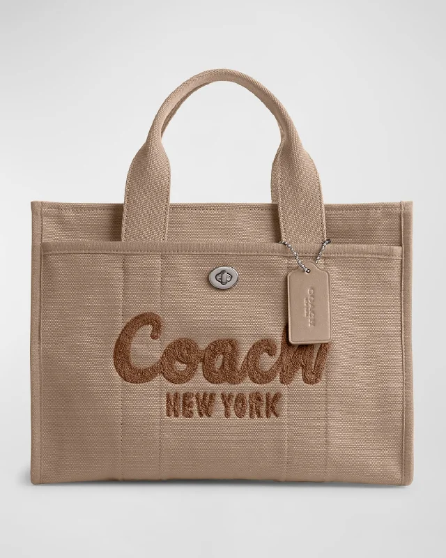 Coach handbags with a perforated leather detail for a breathable and unique designLogo Canvas Cargo Tote Bag