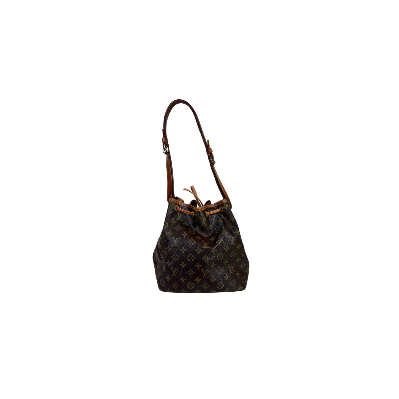 Louis Vuitton handbags with a patent - leather finish for a shiny lookLouis Vuitton Petit Noe Monogram Canvas