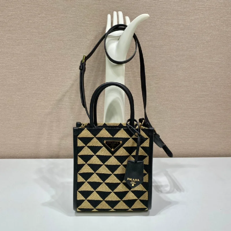 Ladies Prada shoulder bags with a tassel - adorned zipper for added charmPrada symbole Jacquard fabric Micro  Bag