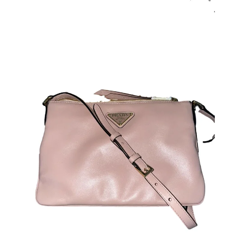 Prada crossbody bags with adjustable nylon straps for comfort and durabilityPrada Shiny Light Calf Rosa Pink Cross Body Bag 1BH173