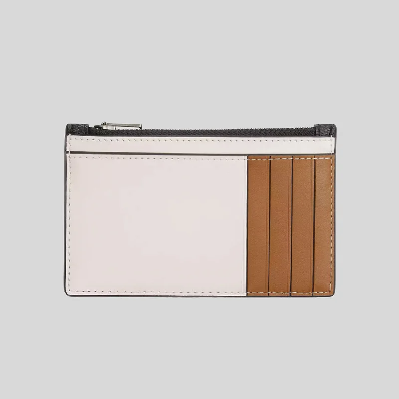 Coach handbags with a perforated leather detail for a breathable and unique designCOACH Zip Card Case In Colorblock Signature Canvas CR407