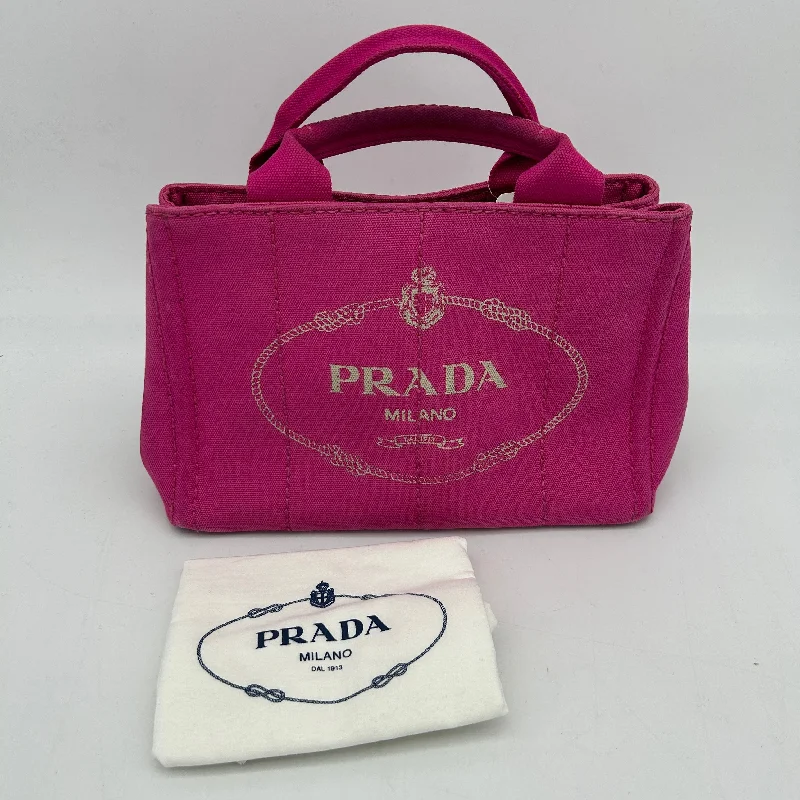 Prada crossbody bags with a keychain holder for practicalityPrada Canapa Pink Tote Bag Women's Large