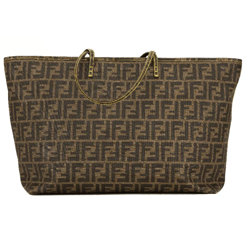 Fendi tote bags with a spacious interior and multiple pockets for daily essentialsFendi Brown Zucca PVC Tote (4110004)