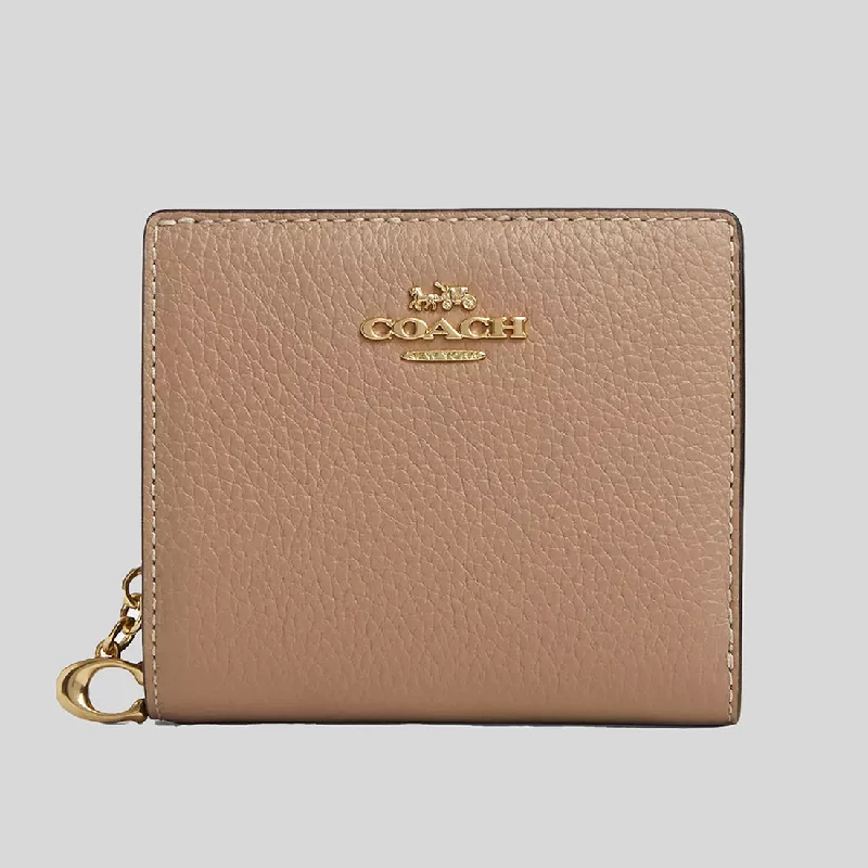 Ladies Coach Tabby bags with gold - toned hardware for a touch of luxuryCOACH Snap Wallet Taupe C2862