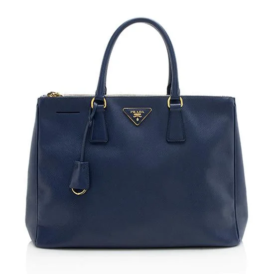 Prada Cleo bags with a crystal - embellished logo for added luxuryPrada Saffiano Lux Double-Zip Medium Tote