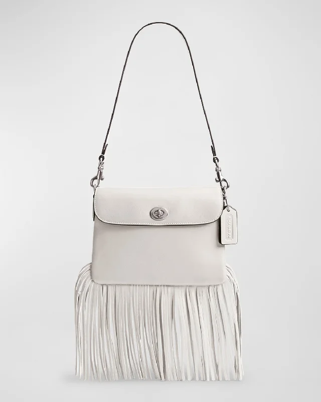 Ladies Coach Borough bags in a pastel shade for a soft and delicate appearance1964 Fringe Glovetanned Leather Shoulder Bag