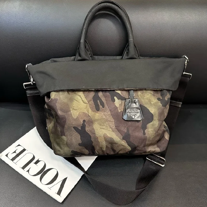 Ladies Prada shoulder bags with a single - handle design for simplicityPrada Camouflage Nylon Double-Sided Crossbody Bag 25cm