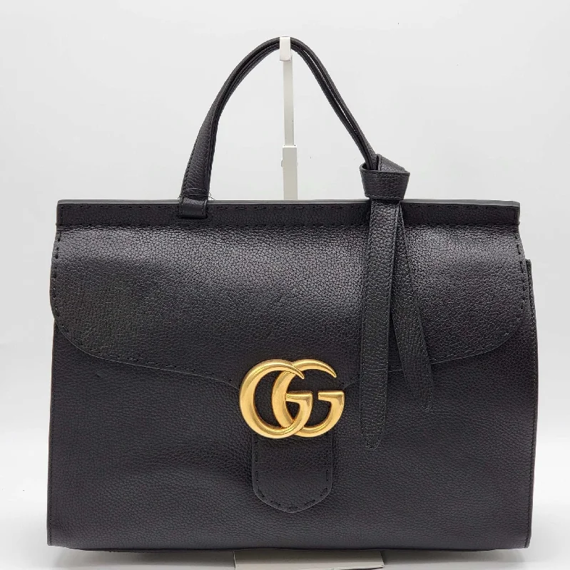 Women Gucci bags with a front - flap pocket for quick - access itemsWomen Gucci bags with a front - flap pocket for quick - access itemsGucci GG Marmont Large Top Handle Black Brand New