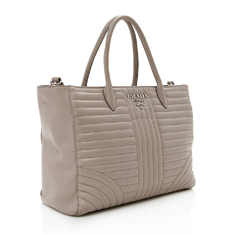 Ladies Prada shoulder bags with a wide - width strap for enhanced comfortPrada Calfskin Diagramme Tote 15266