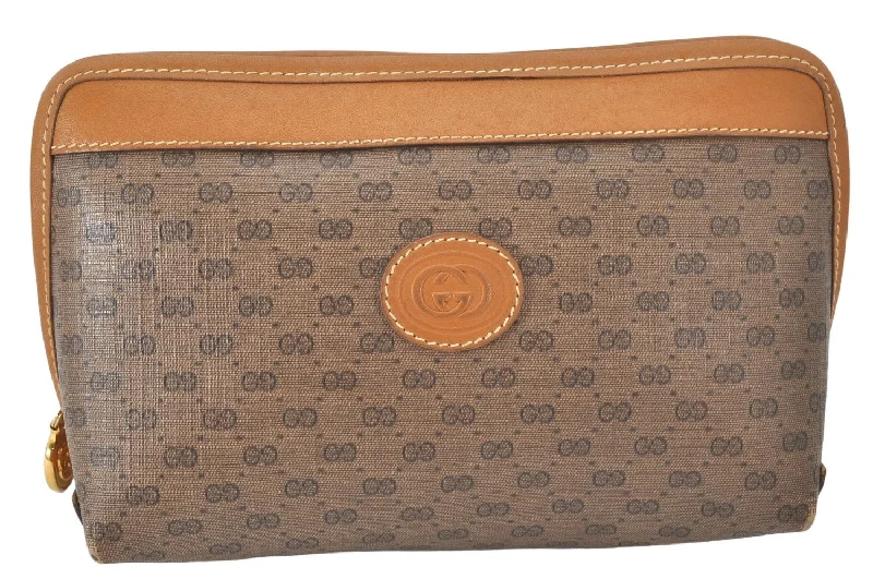 Ladies Gucci shoulder bags with a single - handle designLadies Gucci shoulder bags with a single - handle designAuthentic GUCCI Vintage Micro GG PVC Leather Clutch Bag Pouch Purse Brown 6945K