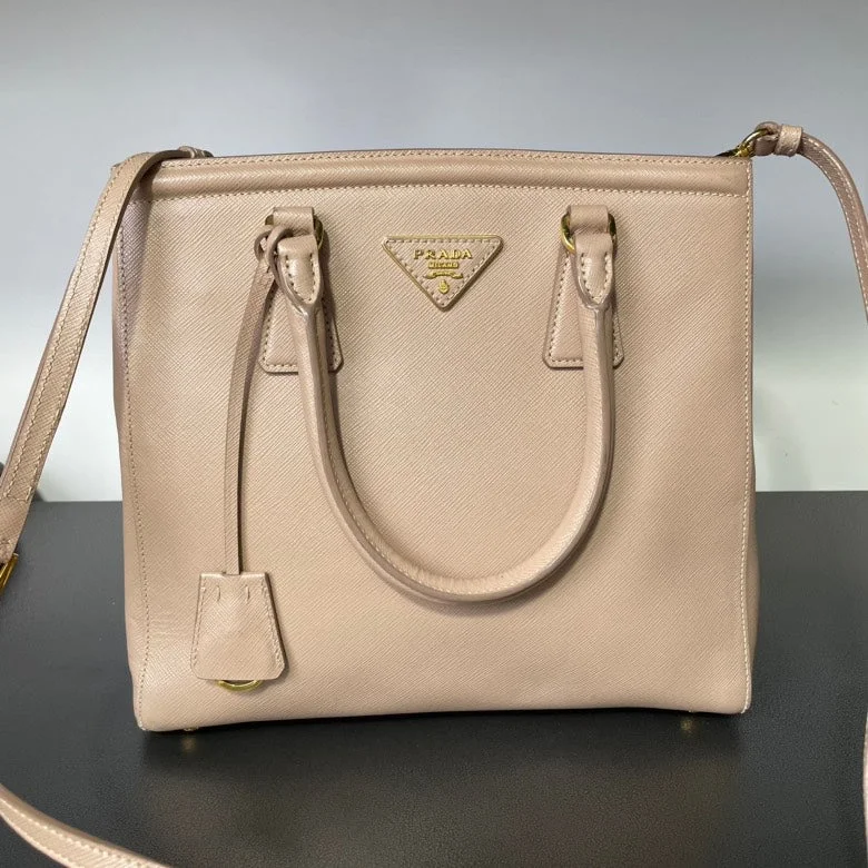 Prada crossbody bags with a keychain holder for practicalityPrada Beige Saffiano Leather Tote Bag