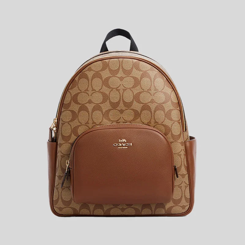 Coach crossbody bags with a printed floral pattern for a feminine touchCoach Court Backpack In Signature Canvas Khaki Saddle 5671