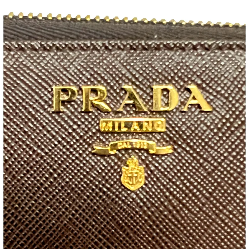 Prada bags with a back - zip pocket for storing valuables securelyPrada Bruciato Brown Saffiano Leather Zip Around Continental Wallet