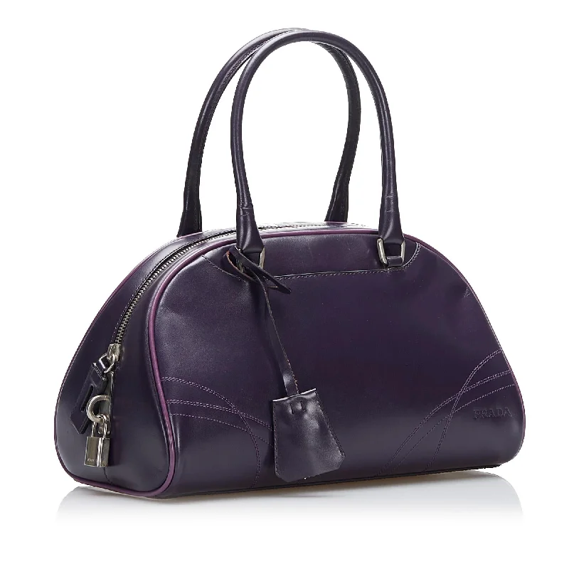 Prada tote bags with a double - handle and shoulder - strap option for easy usePrada Bowling Handbag xSSjvw