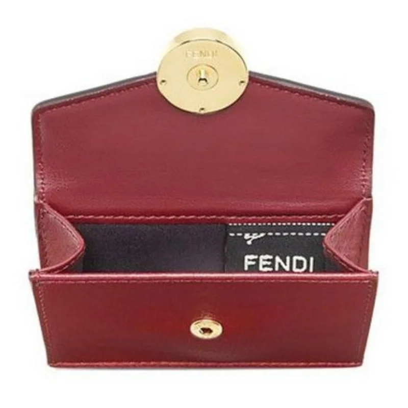 Fendi Baguette bags with a detachable shoulder strap for hands - free convenienceFendi Calf Leather F Logo Barola Red Micro Trifold Wallet 8M0395