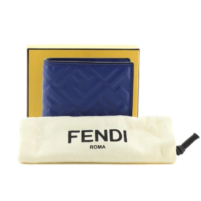 Fendi By The Way bags with a suede interior lining for a luxurious and soft feelFendi Blue Nappa Leather FF 1974 Embossed Billfold Wallet 7M0274