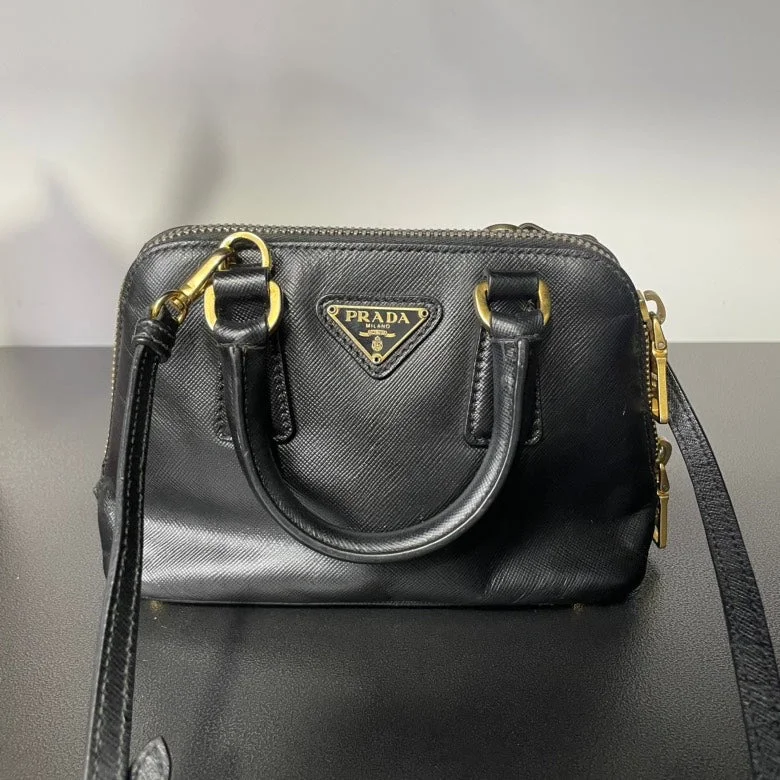 Prada handbags with a patent - leather finish for a shiny and sophisticated appearancePrada Black Saffiano Leather Crossbody Bag Small