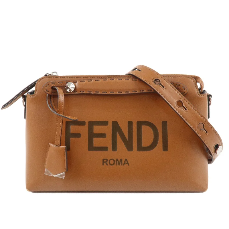 Ladies Fendi shoulder bags with a hidden magnetic pocket for discreet storageFENDI By The Way Medium Leather 2Way Bag Hand Bag Brown 8BL146