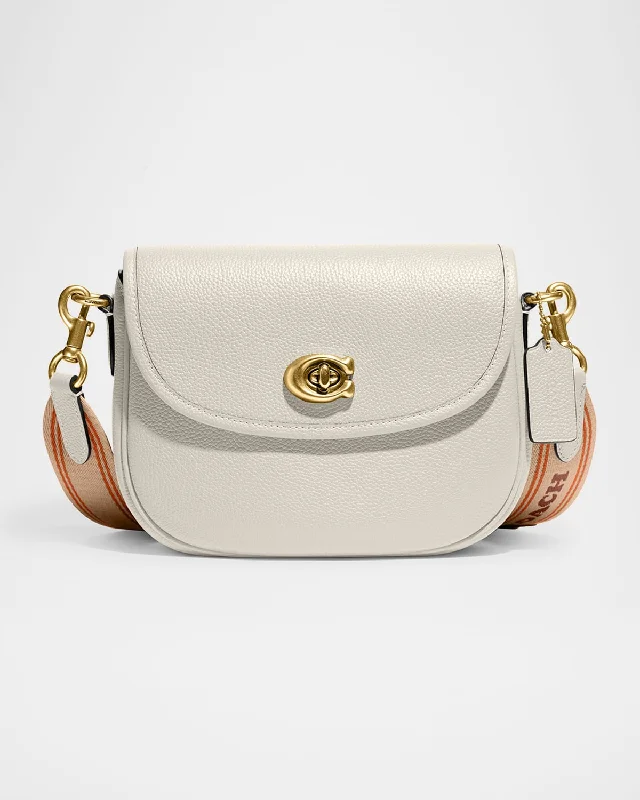 Coach tote bags with a double - handle and shoulder - strap option for easy useWillow Polished Leather Saddle Crossbody Bag