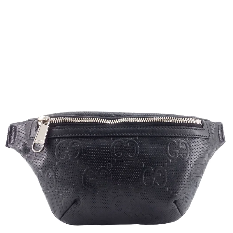 Women Gucci bags with a zippered interior pocketWomen Gucci bags with a zippered interior pocketGG Embossed Leather Belt Bag