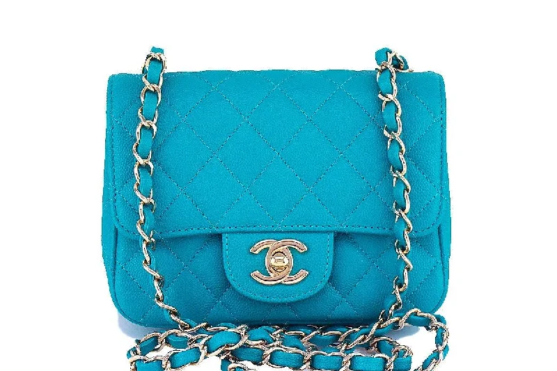 Chanel bags with exclusive seasonal releases17C Chanel Caviar Turquoise Classic Quilted Square Mini Flap Bag